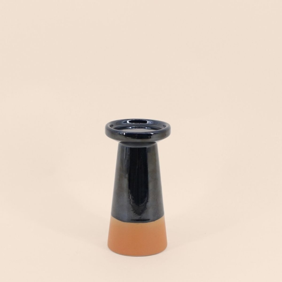 Set de 2 bougeoirs coniques noir, terracotta noir, ORNAMI
