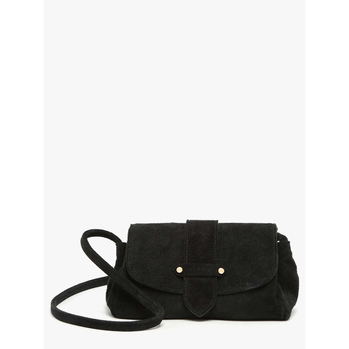 Sac bandoulière S Agnes cuir velours noir, ETRIER