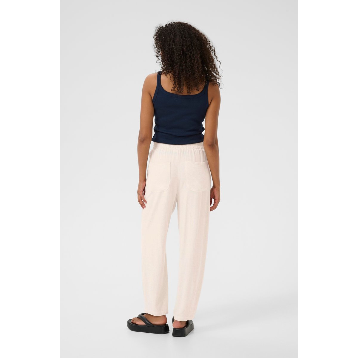 Casual pants beige light sand linen, KAFFE