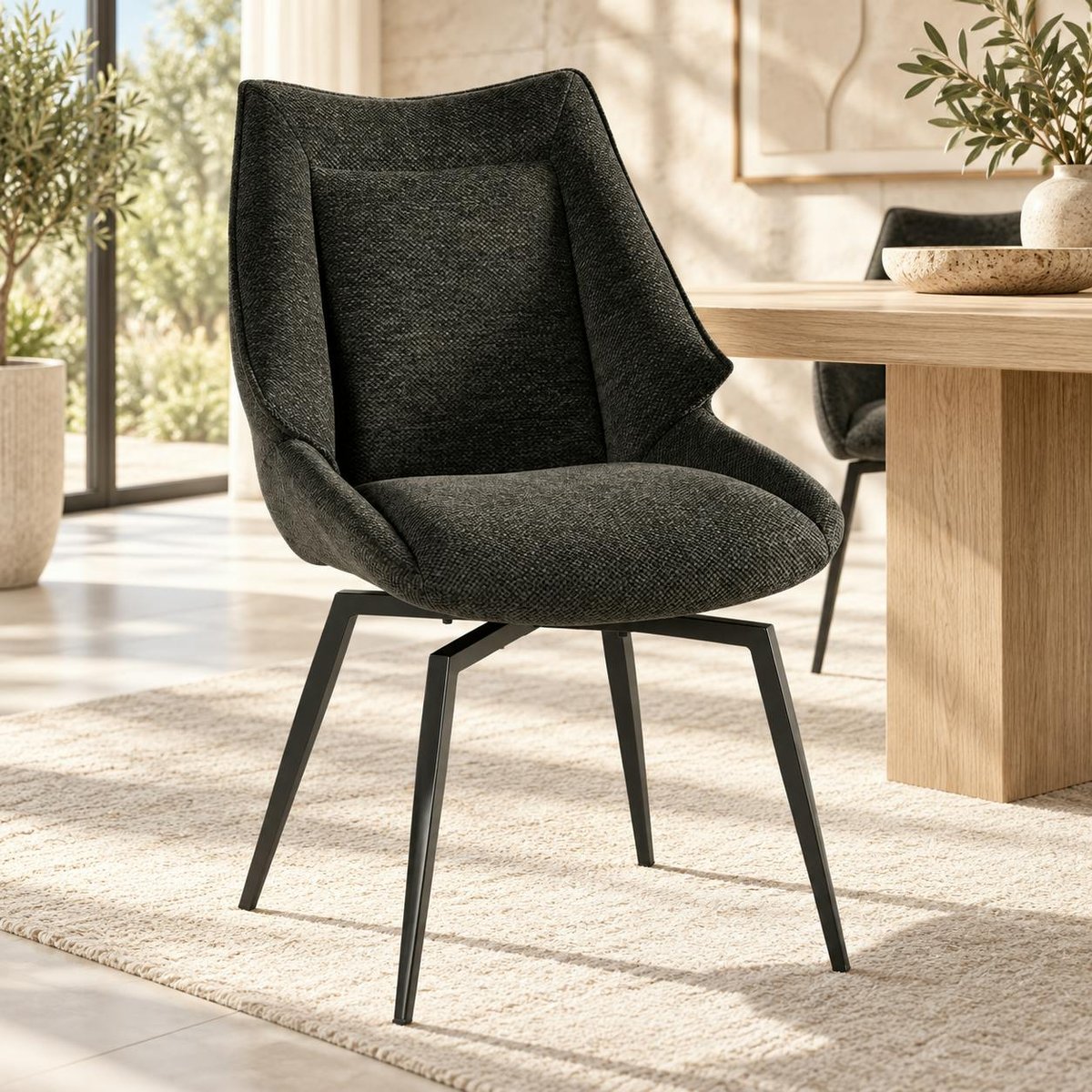 Chaise design tissu microfibre anthracite (lot de 2) IENA anthracite, PIER IMPORT
