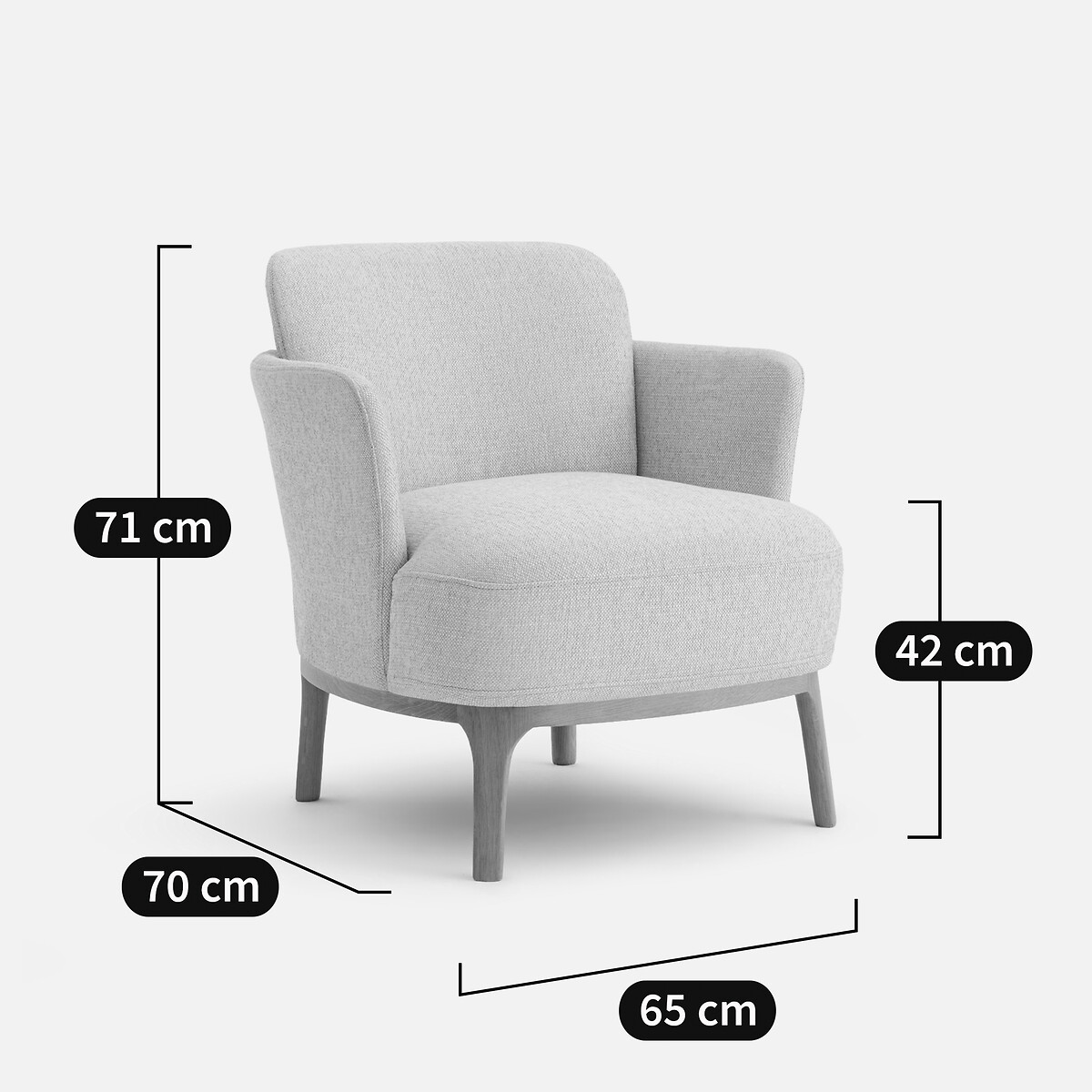 Fauteuil, en chêne massif et tissu texturé, JABOTE ficelle, AM.PM