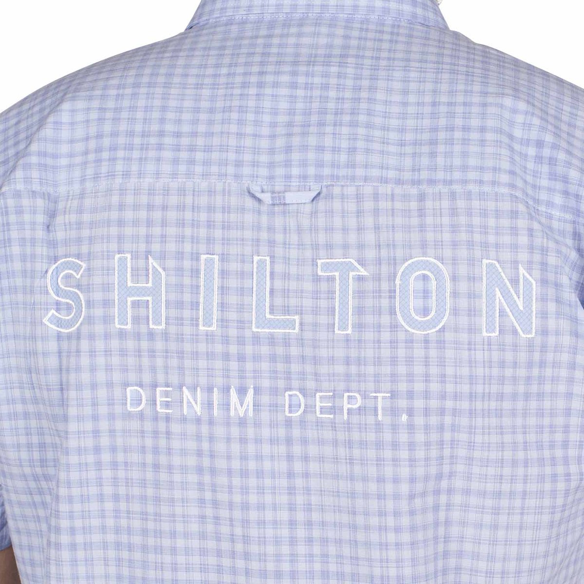 Chemise manches courtes carreaux DENIM ciel, SHILTON