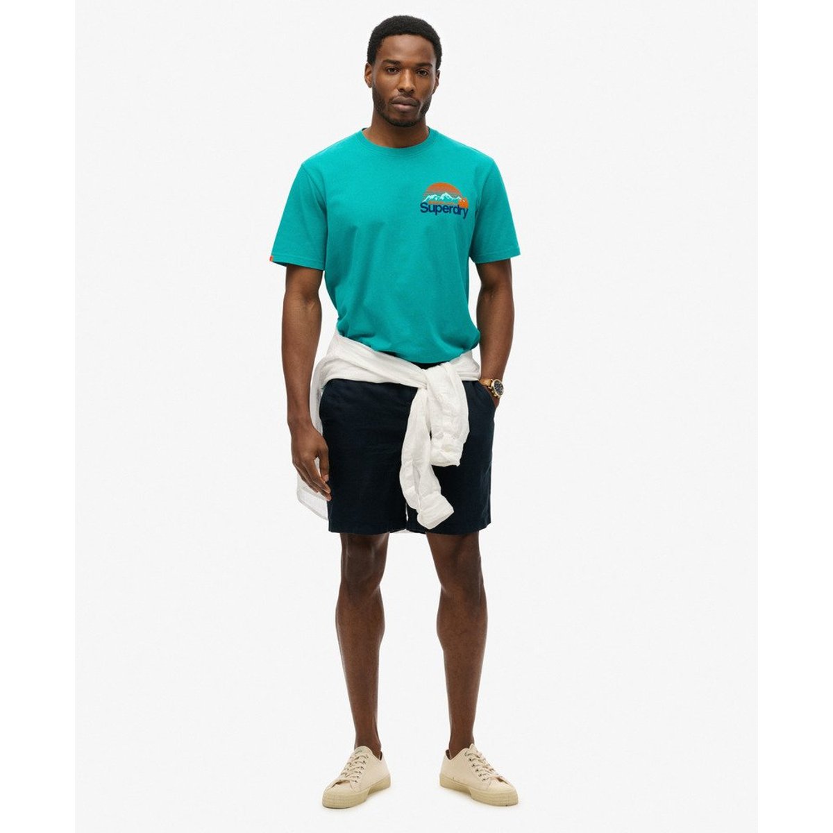 T-shirt Core Logo Great Outdoors Chest bleu verdure, SUPERDRY