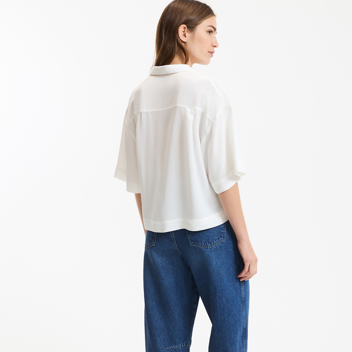 Camicia collo revers, maniche corte avorio, LA REDOUTE COLLECTIONS