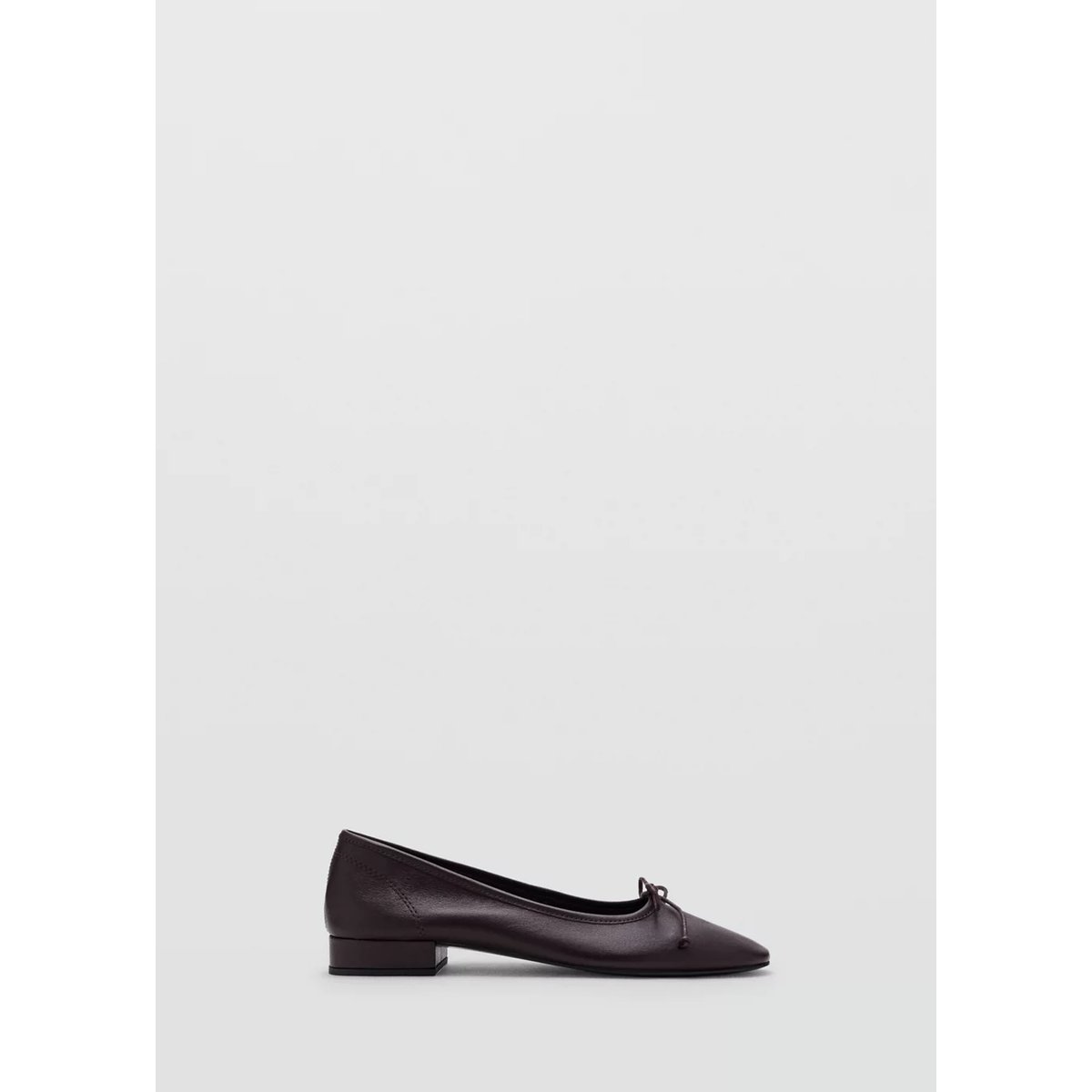 Ballerines talon cuir nœud bordeaux, MANGO
