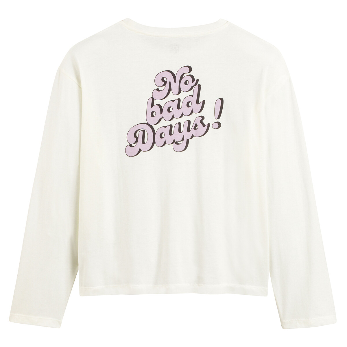 Slogan Print Pyjamas with Checked Bottoms white /anthracite, LA REDOUTE COLLECTIONS
