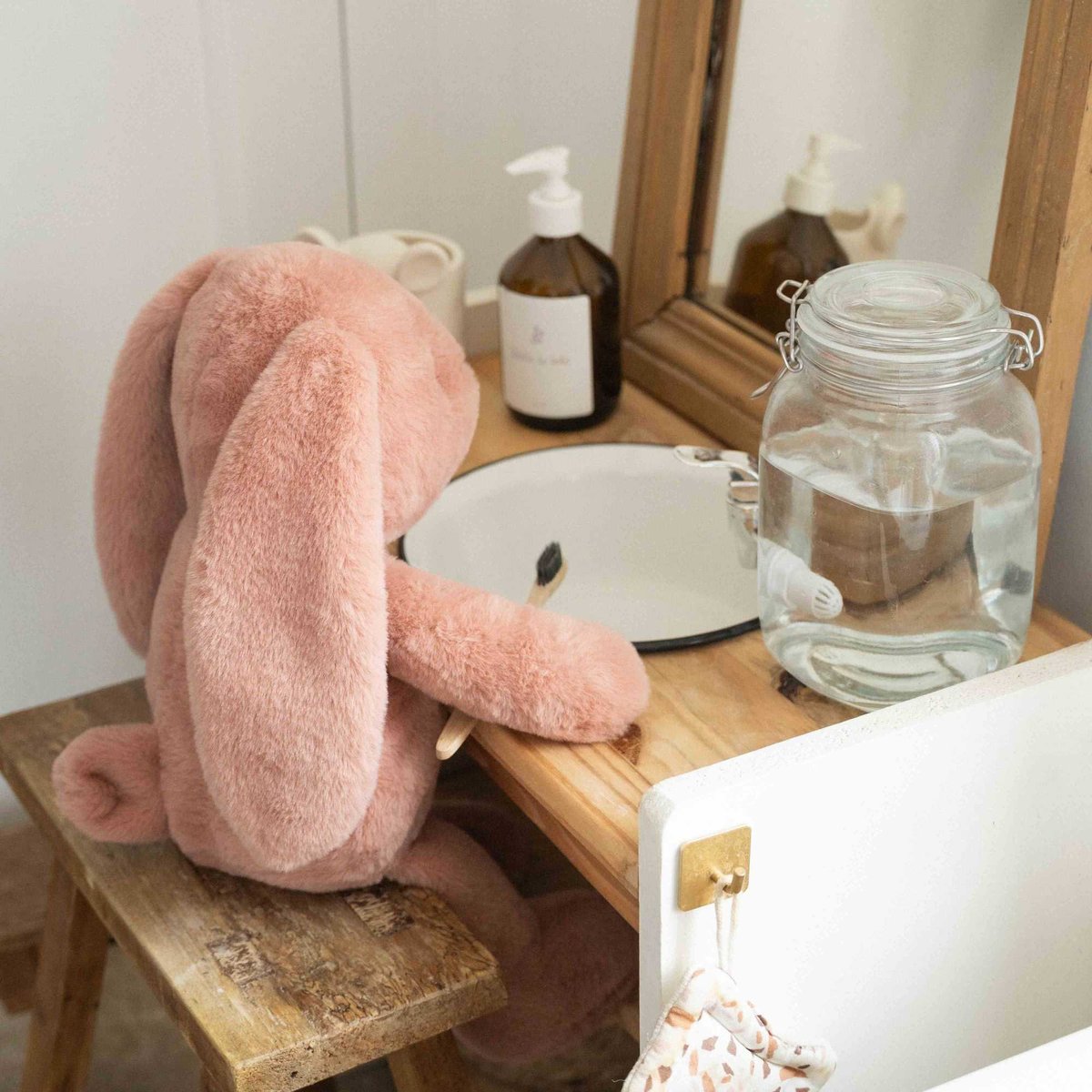 Peluche lapin 45cm rosa, TROIS KILOS SEPT