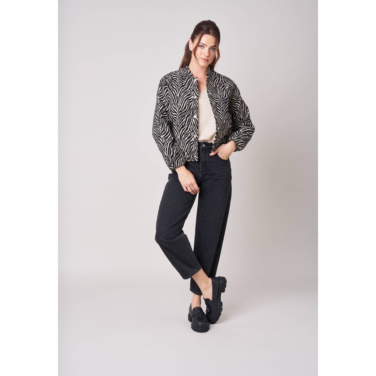 Veste teddy bombers femme ZEBRYA black, DEELUXE