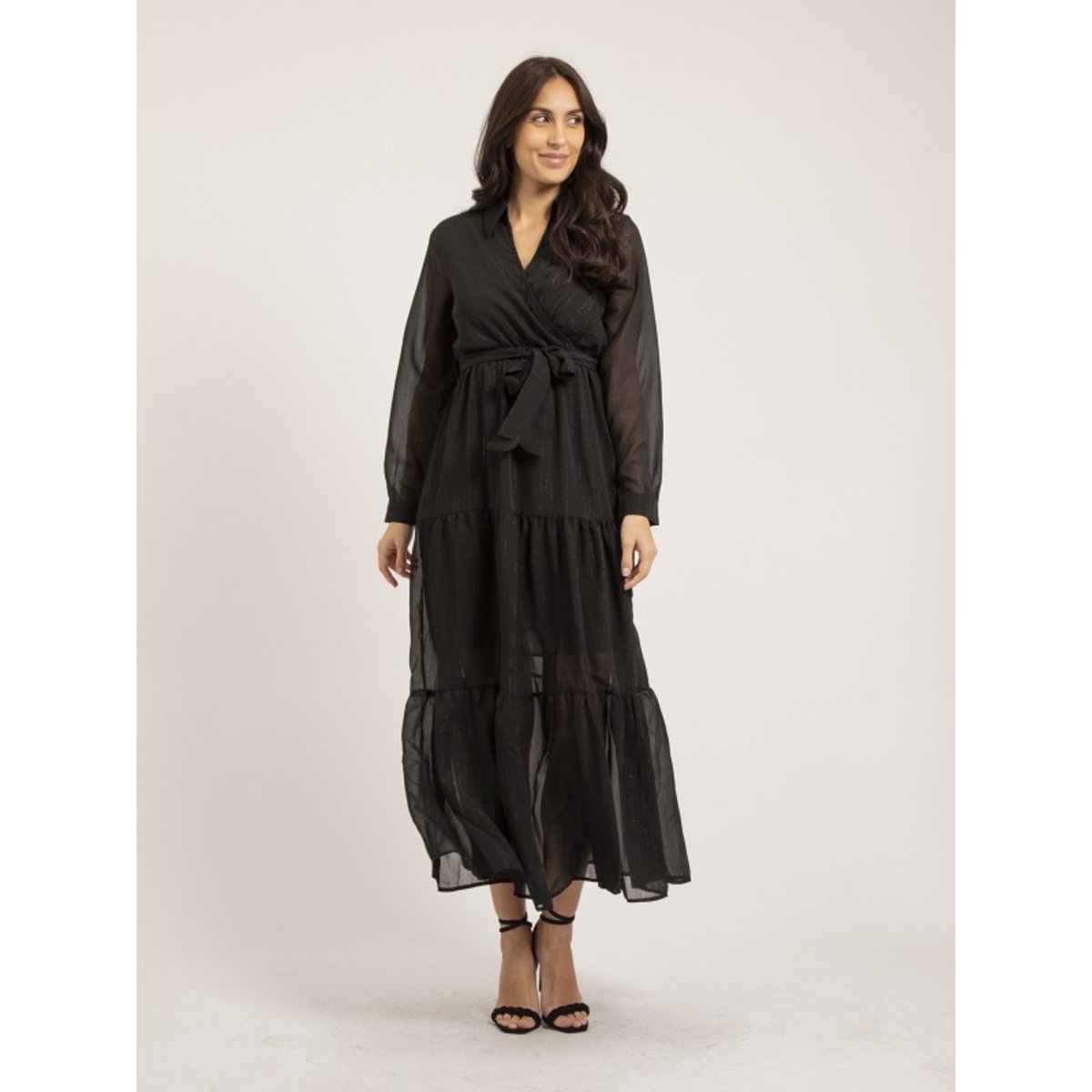Robe Longue Fil Fil textile Izida noir, DONA LISA