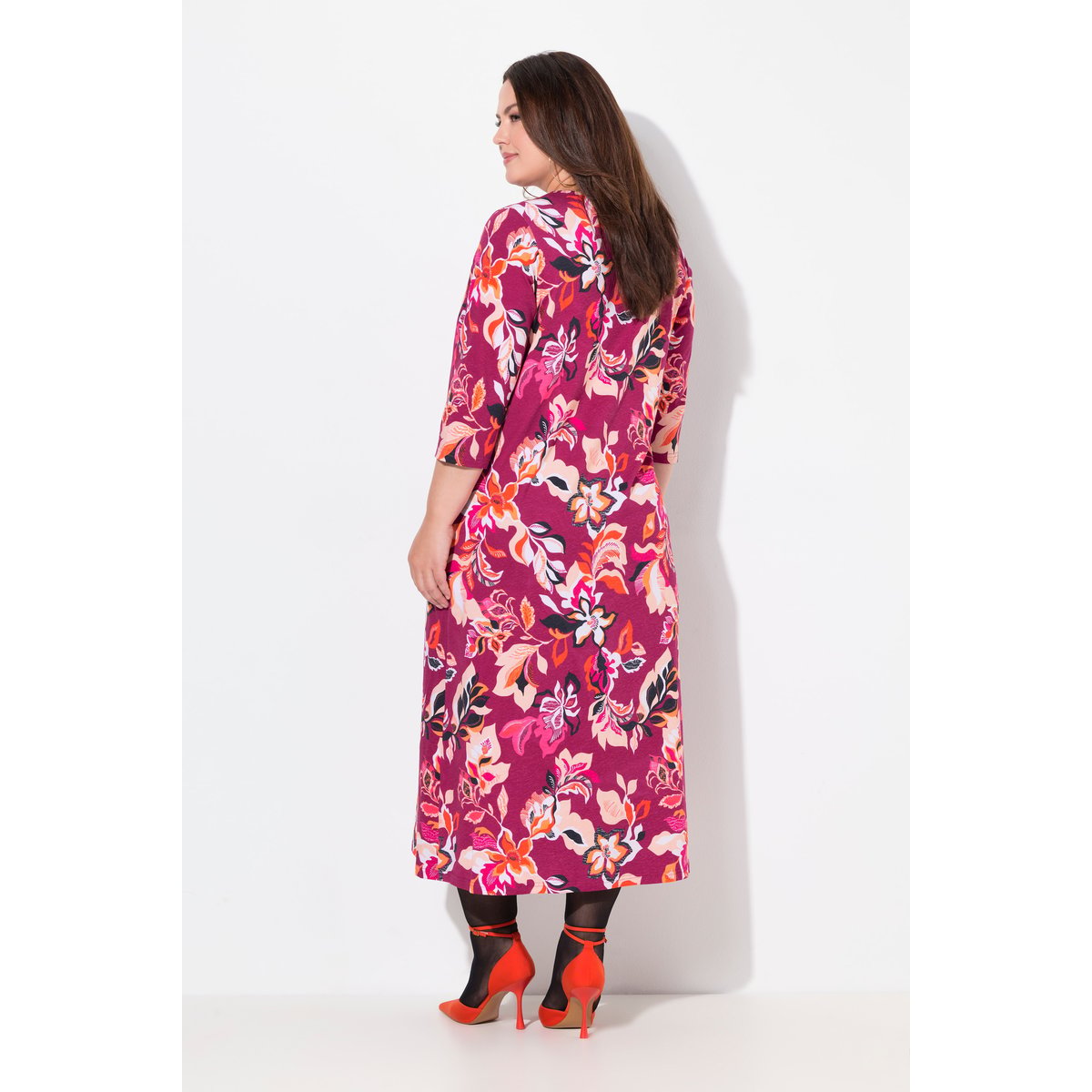 Robe en jersey à fleurs orchidée foncé, ULLA POPKEN