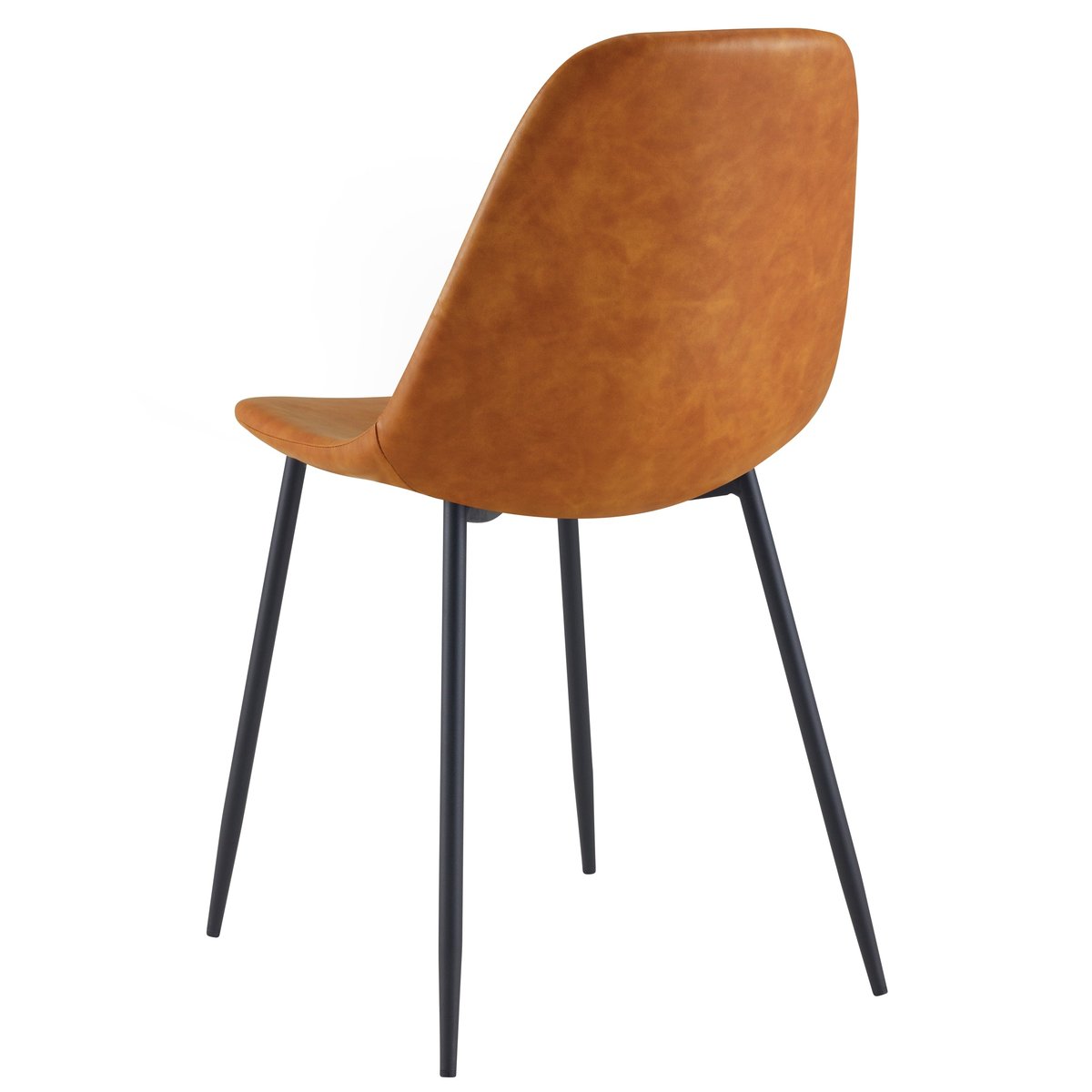 Lot de 2 chaises en cuir synthétique - HENRIK camel, pieds noirs, MAISON PAVANE