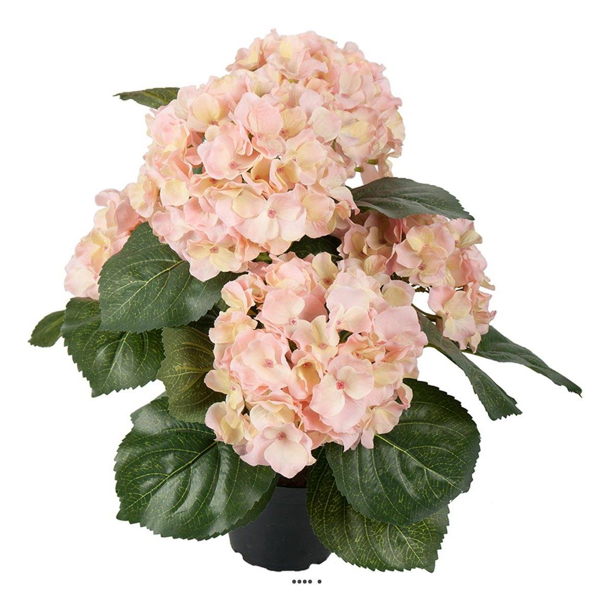 Hortensia en pot artificiel lesté H 40 cm rose-crème, ARTIFICIELLES