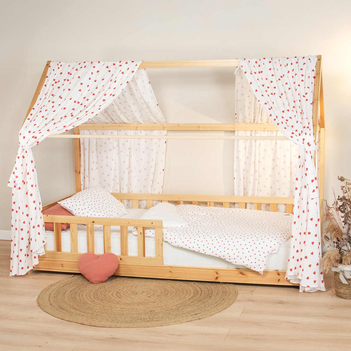 Housse de couette réversible en gaze de coton LOVIO rouge, SEVIRA KIDS