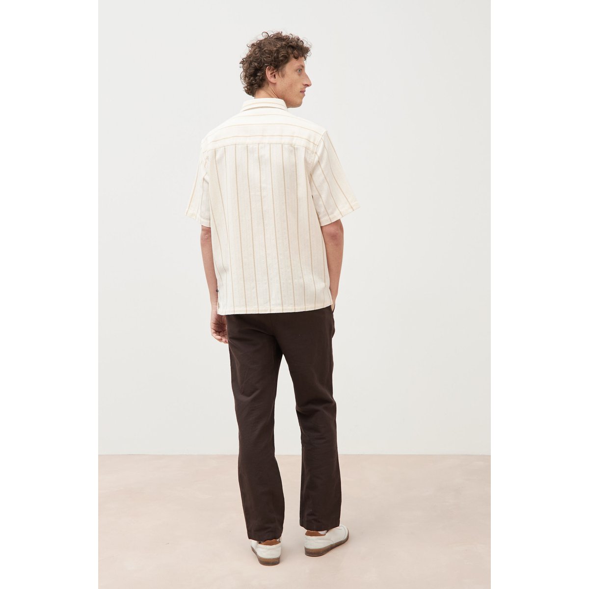 Chemise rayée manches courtes ecru, BONOBO