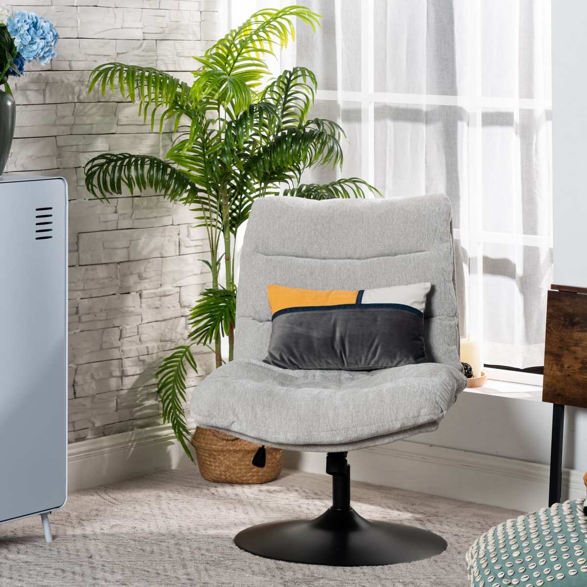 Chaise de bureau rotatif hauteur réglable avec inclinable sans accoudoirs, LAMBERYOFFICE gris, MEUBLES COSY