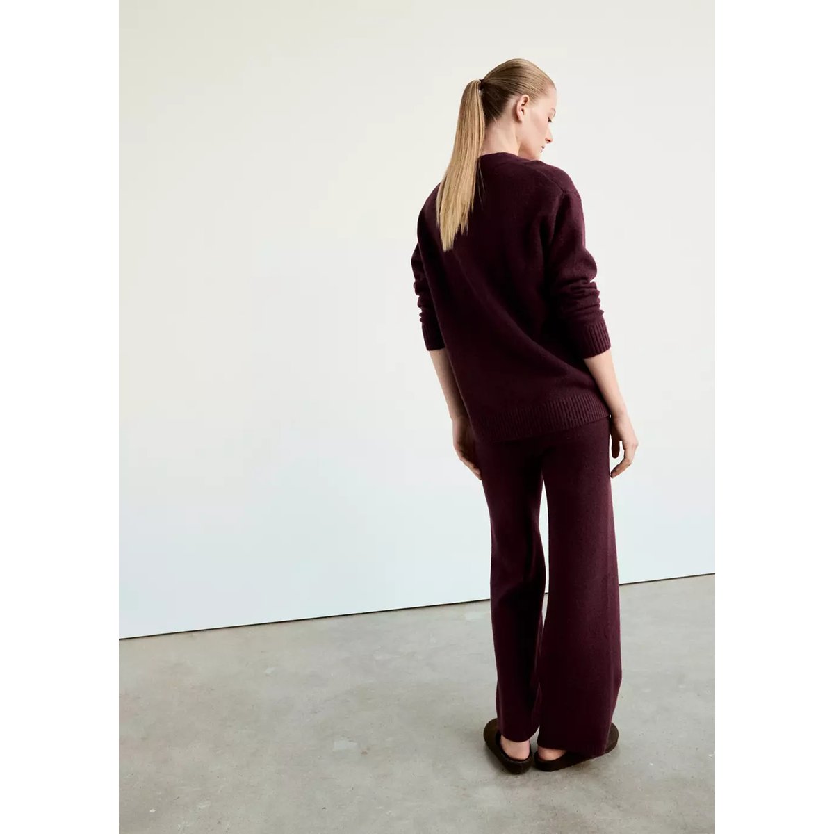 Cardigan de pyjama en maille à boutons bordeaux, MANGO