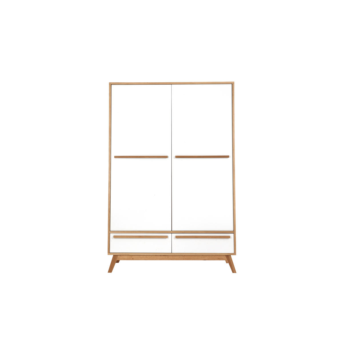 Armoire design avec penderie finition bois clair et blanc mat L120 cm HELIA blanc, MILIBOO
