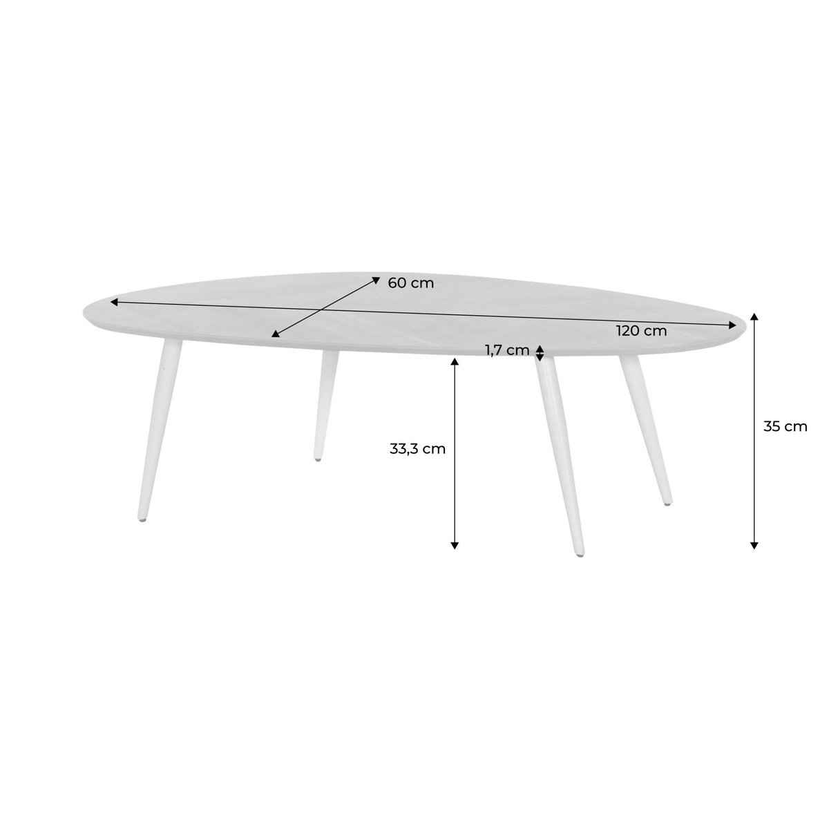 Table basse organique décor bois placage manguier piètement acier VANYA naturel, SWEEEK