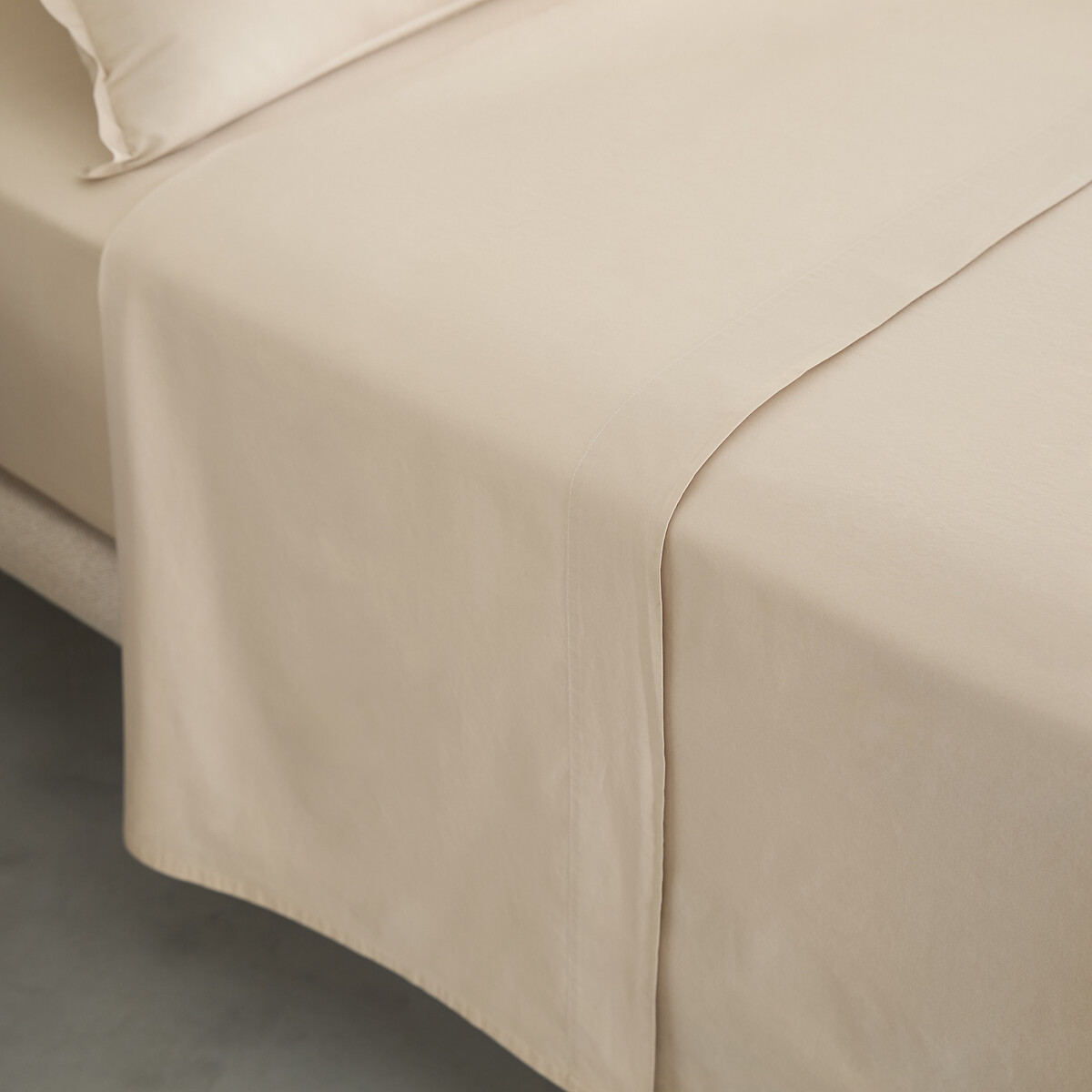 Lenzuolo piano in percalle di cotone lavato, 120 fili, Sabbal beige, AM.PM