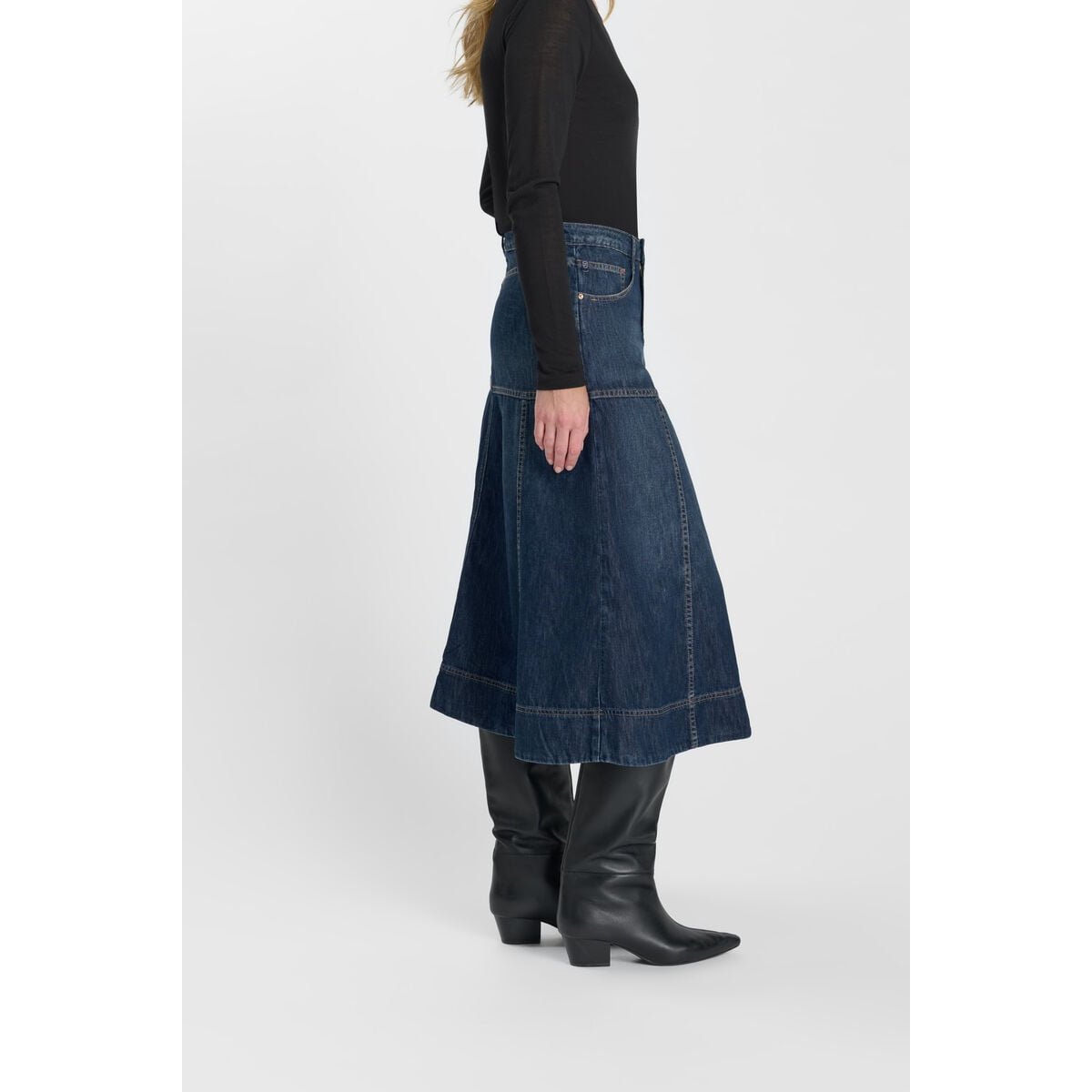 Jupe evasée, patineuse en jeans FANY blue, LE TEMPS DES CERISES