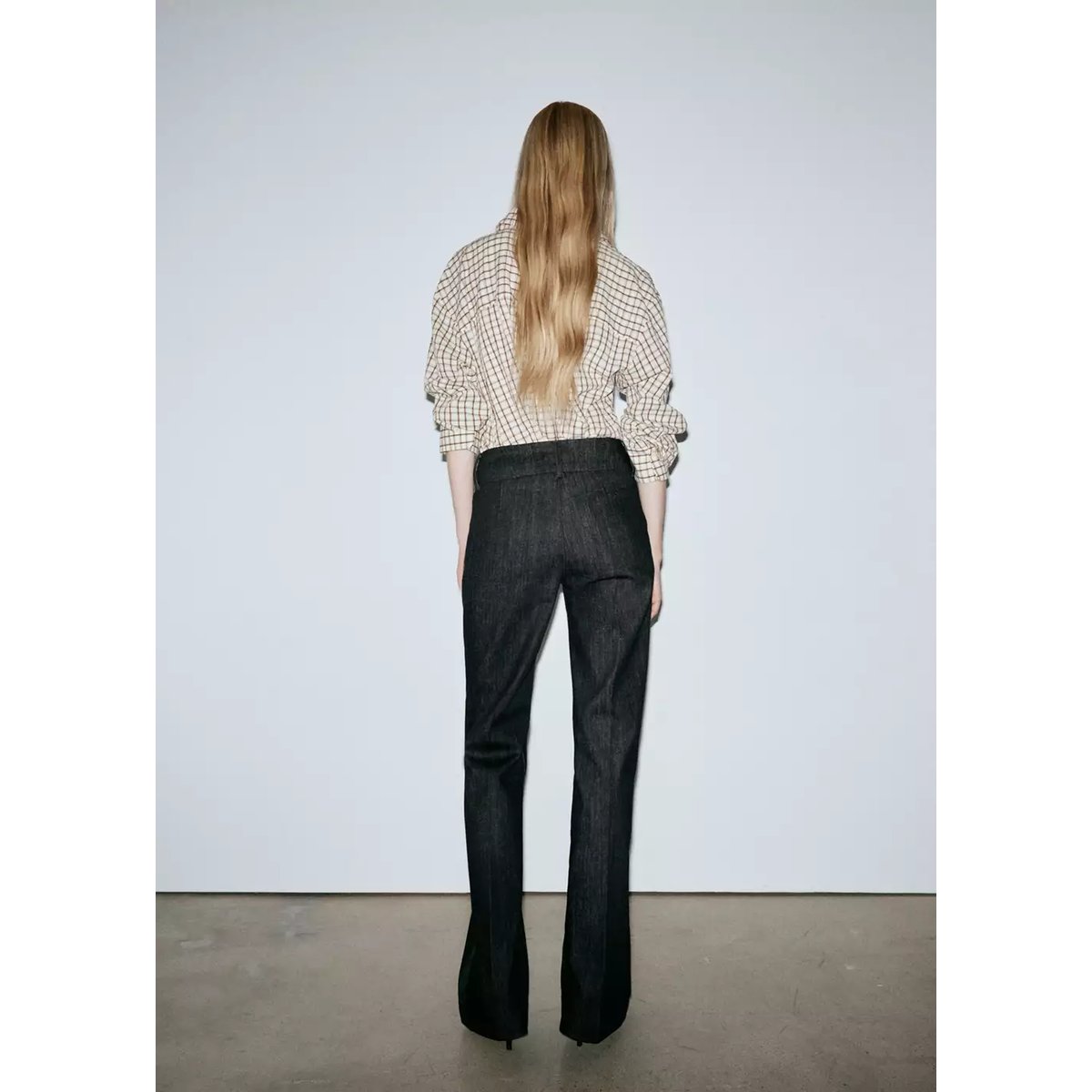 Jean flare taille mi-haute noir, MANGO
