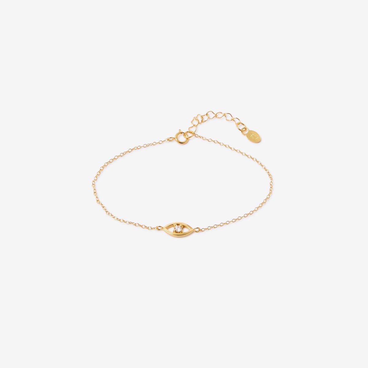 Bracelet chaine fine œil avec zircon - argent garanti 925 doré, BALABOOSTE