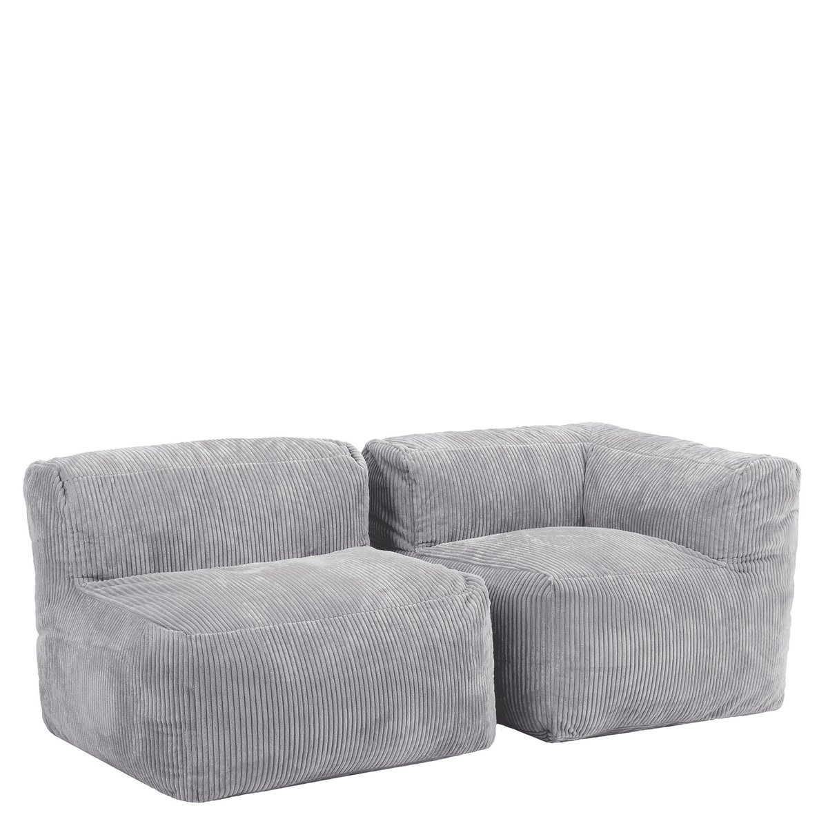 Ensemble canapé poufs 2 pièces : angle et fauteuil - ZEN gris, ICON