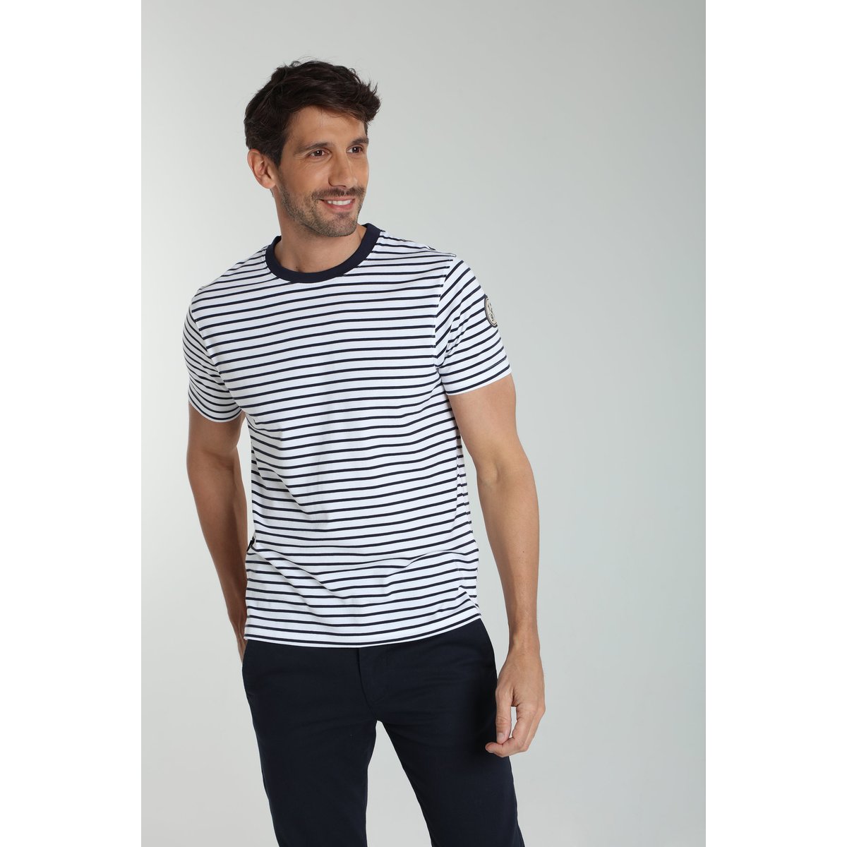 T-shirt manches courtes coton STRIPES blanc, GENTLEMAN FARMER