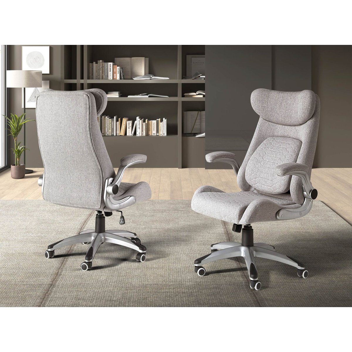 Fauteuil de bureau pivotant en tissu gris, ANGEL CERDA