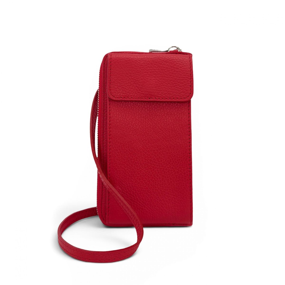 Mini-sac pochette en cuir grainé italien STREET rouge clair, OH MY BAG