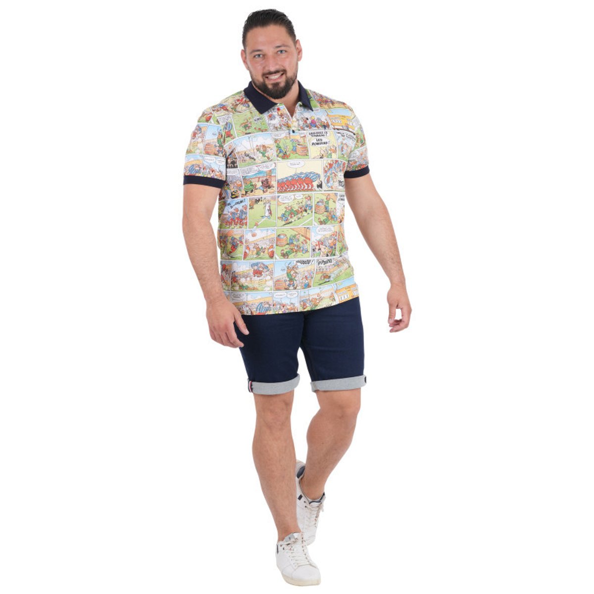 Polo en coton multicolore imprimé pourvu d'un col boutonné et d'une coupe droite multicolore, RUCKFIELD