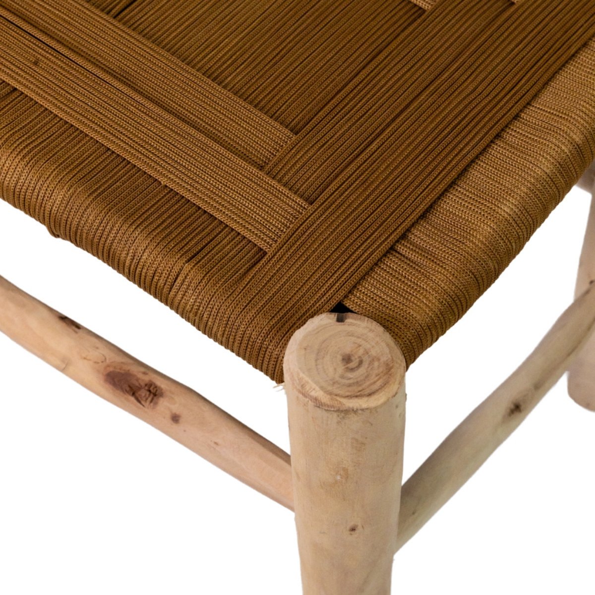 Moyen banc en corde et bois d'eucalyptus ROUCOU naturel et camel, HYDILE