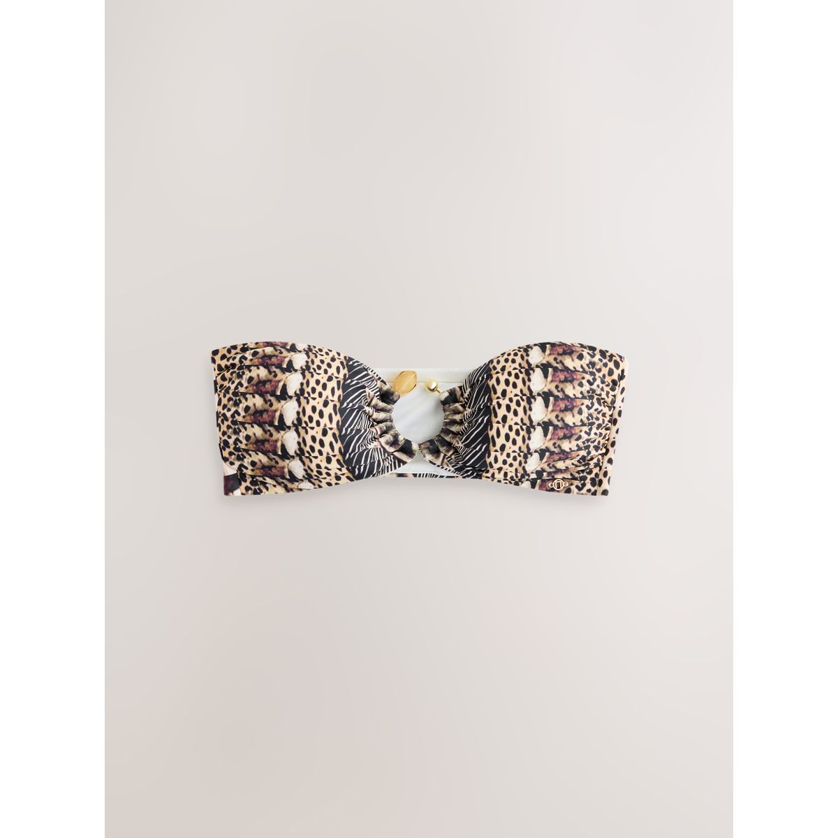 Haut de bikini bandeau avec détail métallique brown multi animal, NEXT