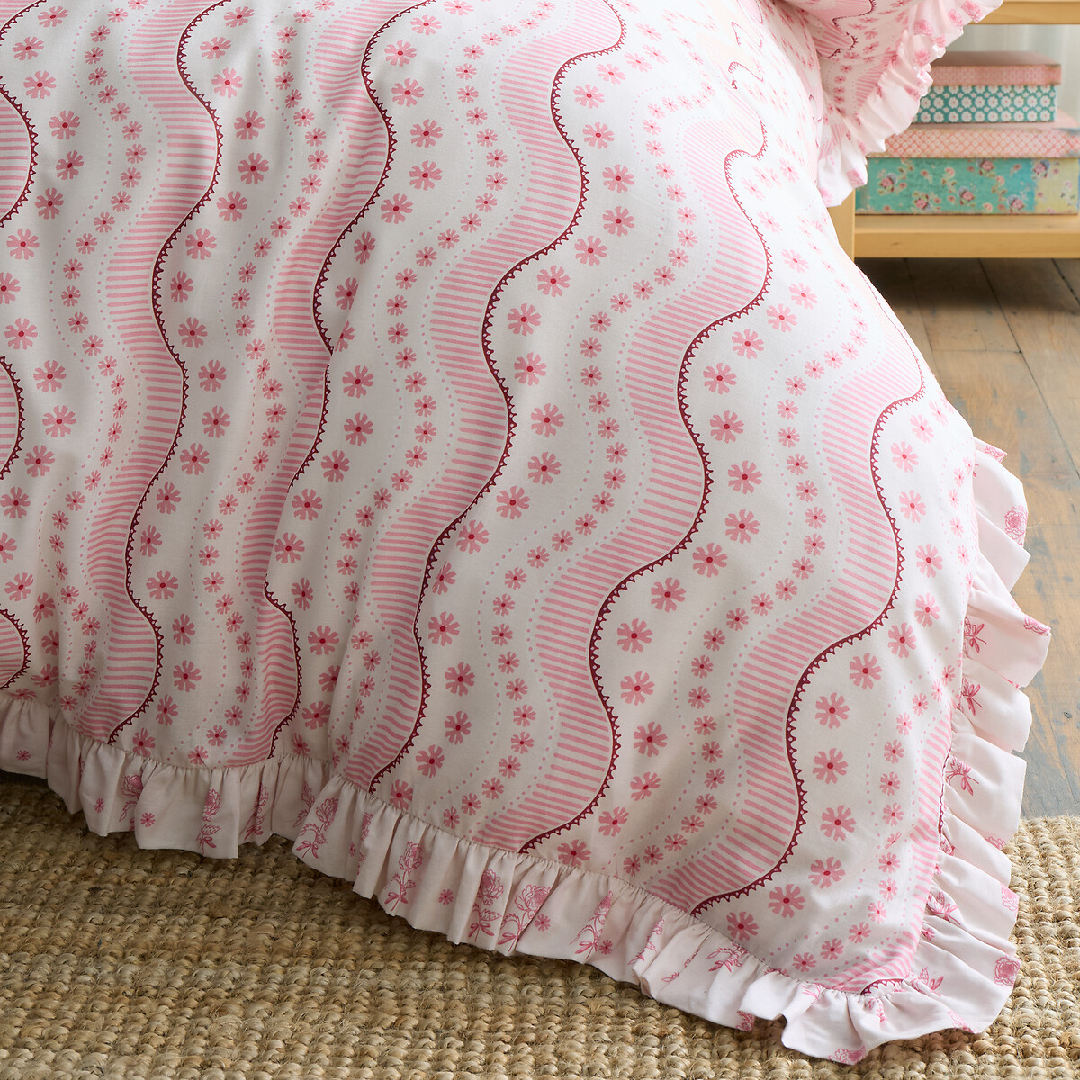 Spitalfield Silk Stripe Reversible Cotton Duvet Cover And Pillowcase Set pink, CATH KIDSTON