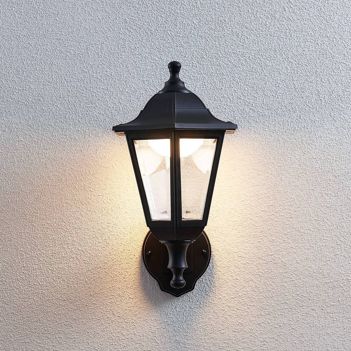 Applique extérieure  antiqueLED, Iavo noir (ral 9005), transparent, LINDBY