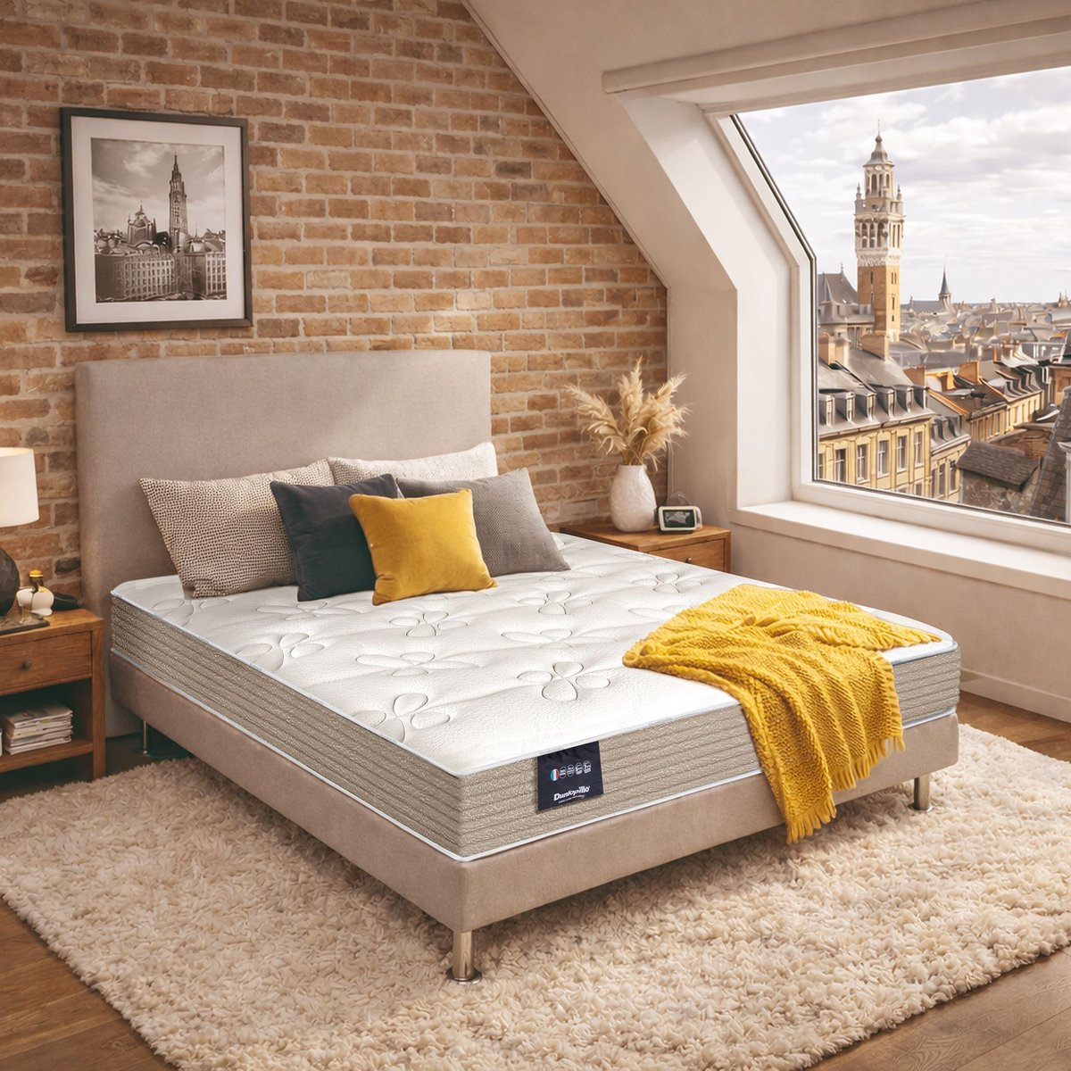 Matelas en latex confort ferme Lavande 2 couleur unique, DUNLOPILLO