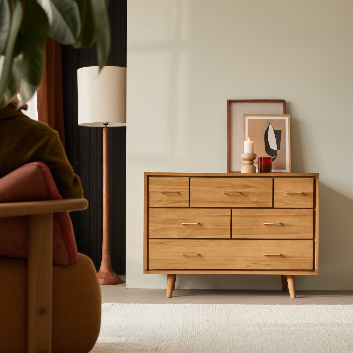 Commode en Teck massif, KORT naturel, TIKAMOON