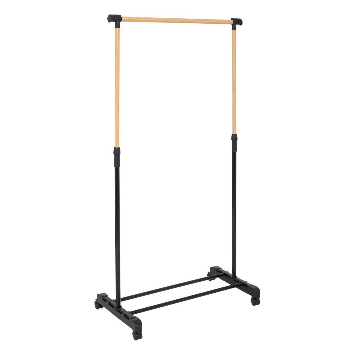 Portant à vêtements extensible effet bois WOODY noir, 5FIVE SIMPLY SMART