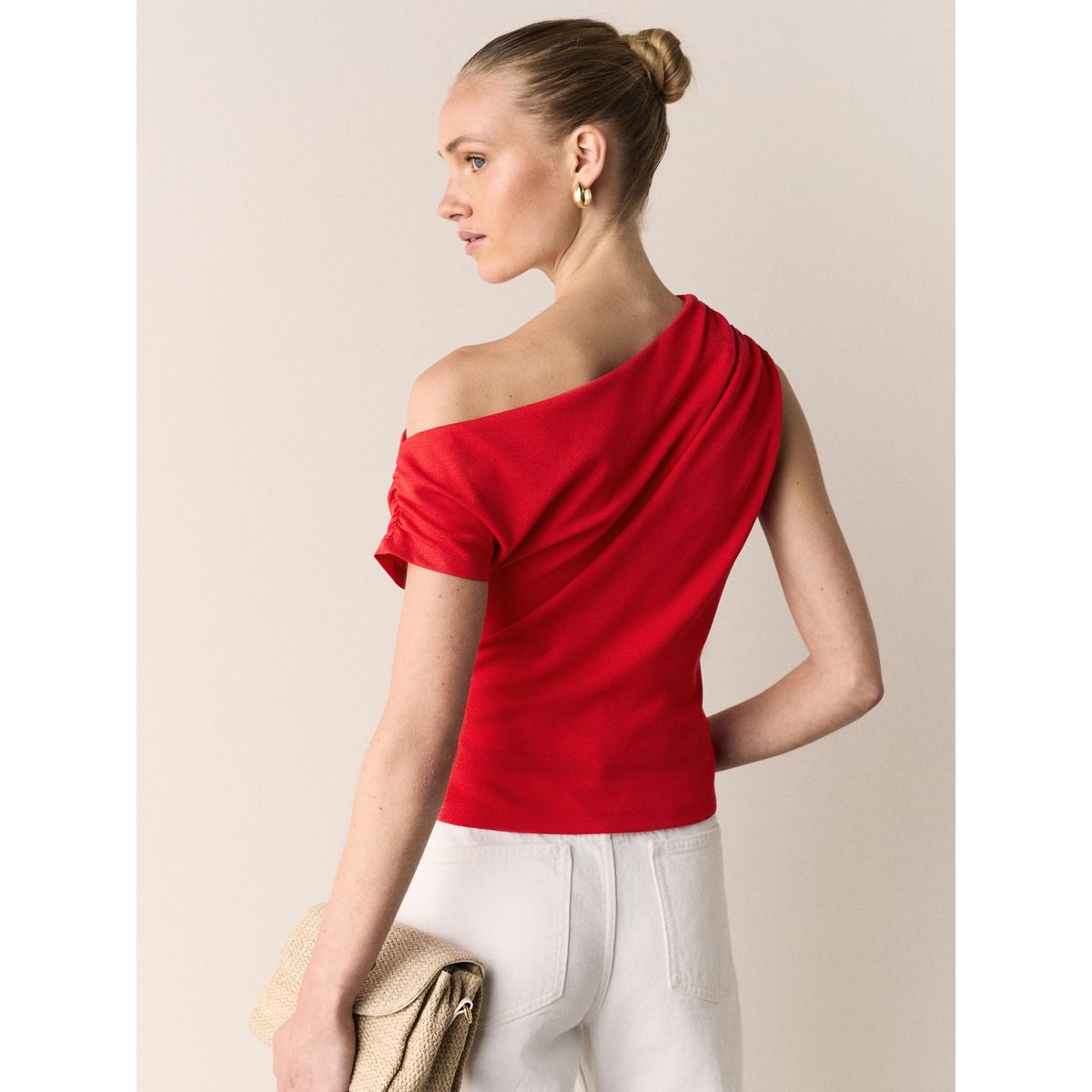 Haut sans manches drapé asymétrique rouge, NEXT