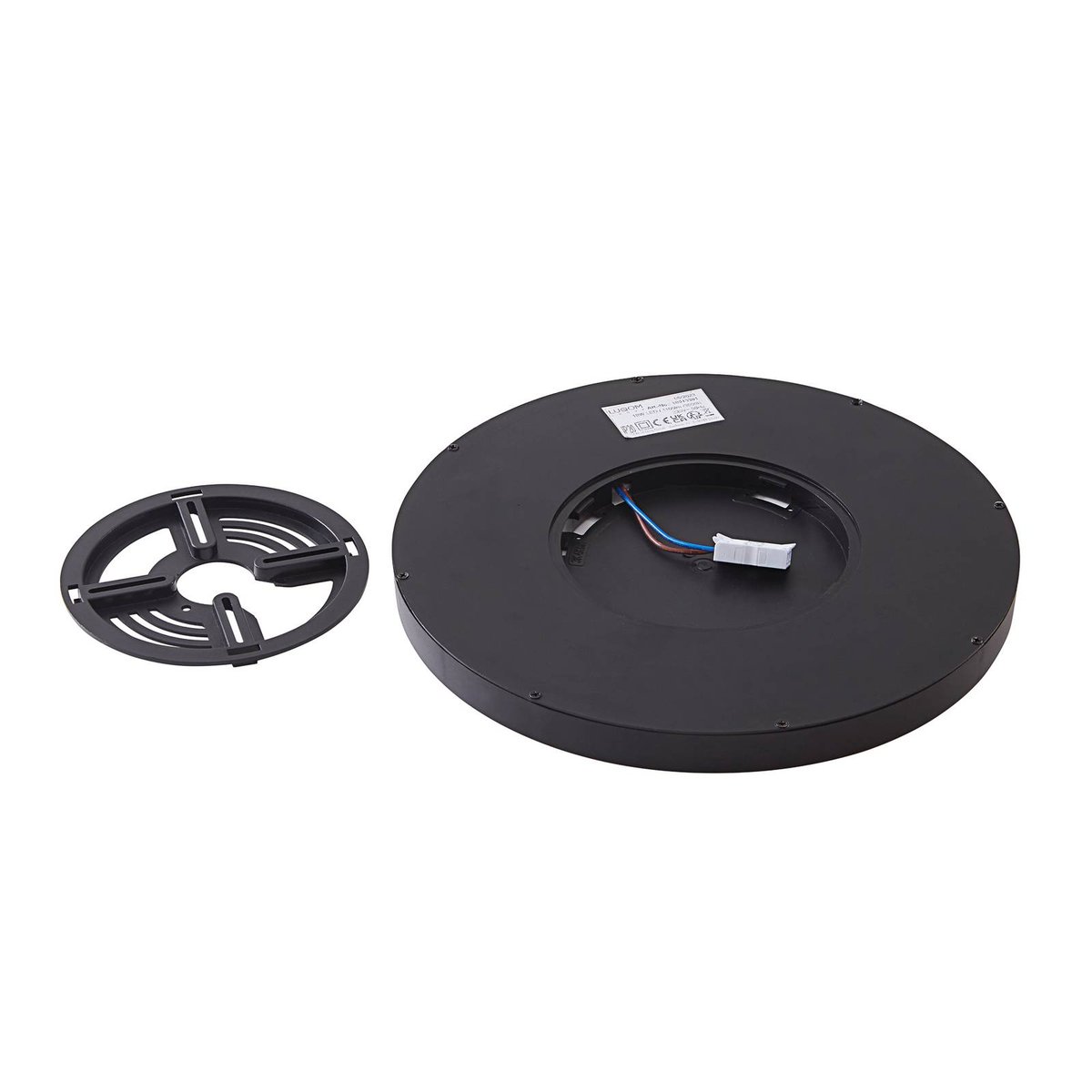 Plafonnier moderneLED, Pravin noir mat, blanc, LINDBY