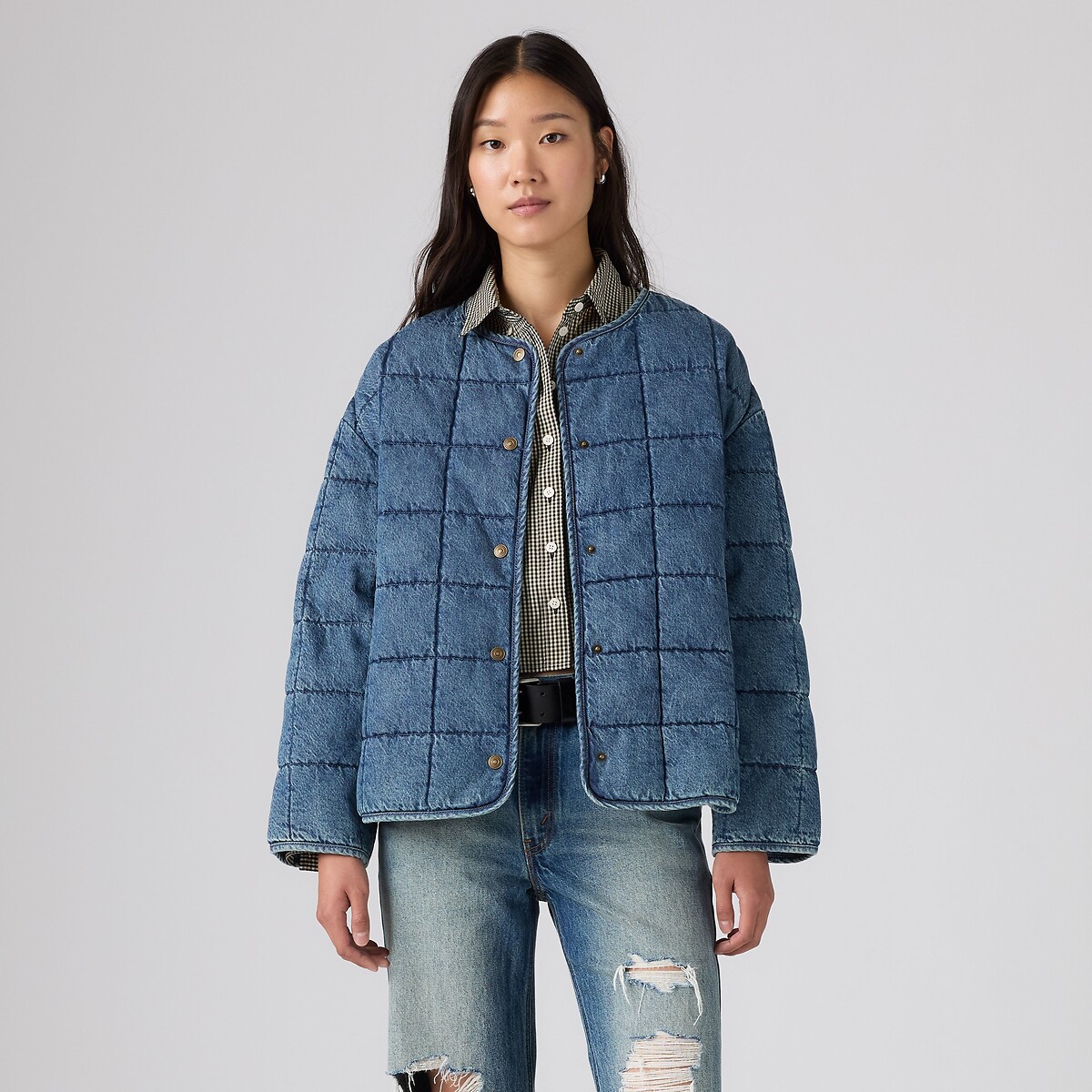 Doudoune courte col rond en denim denim, LEVI'S