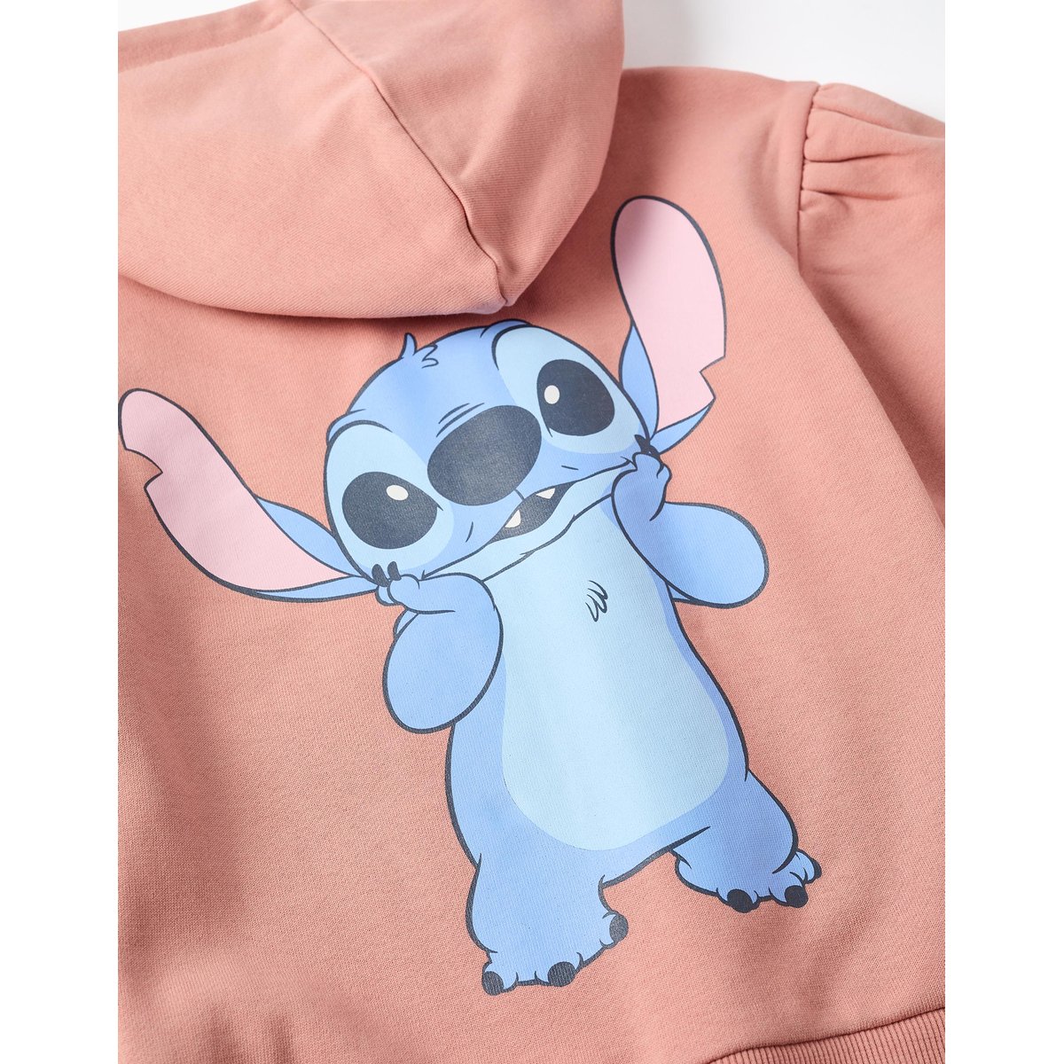 Sweat zippé en coton peigné en molleton avec capuche et imprimés Stitch rose, ZIPPY