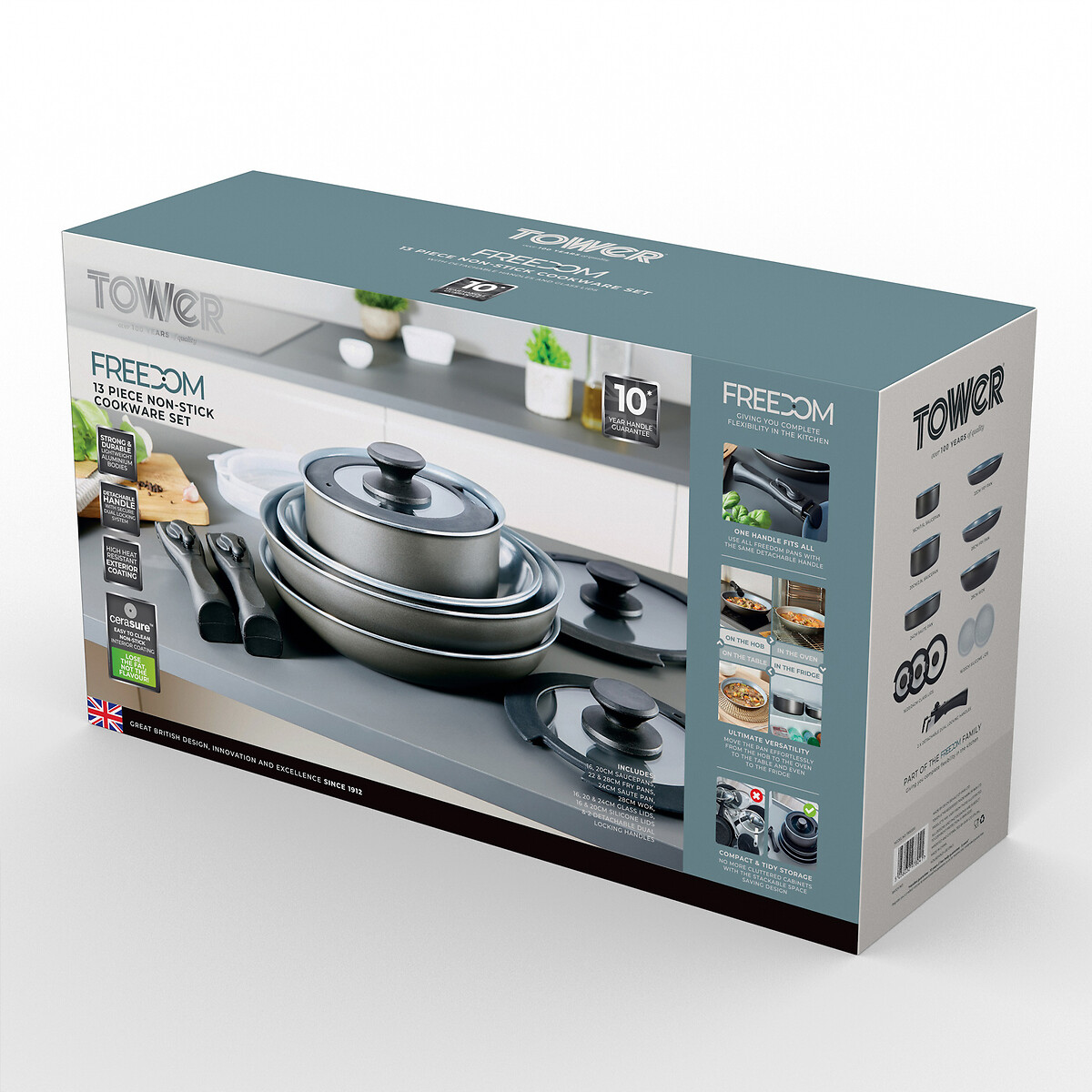 13-Piece Freedom Pan & Accessories Set graphite, TOWER