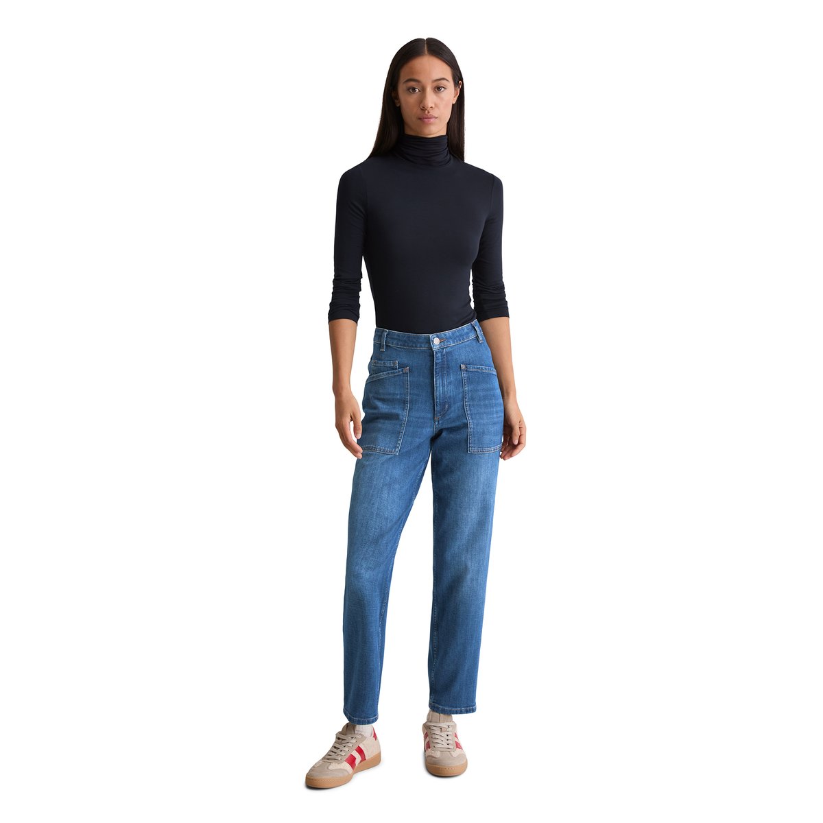 Jeans modèle Iva boyfriend cropped en doux denim Cashmere Touch bleu foncé, MARC O'POLO