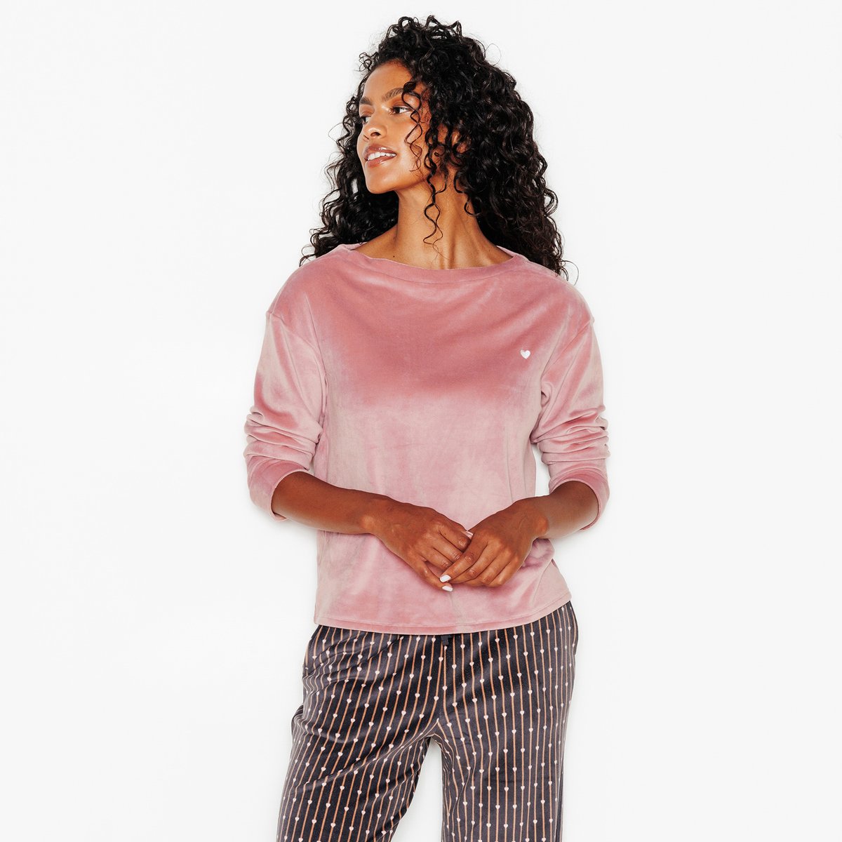 Tee-shirt manches longues velours FLUFFY rose, ROUGEGORGE LINGERIE