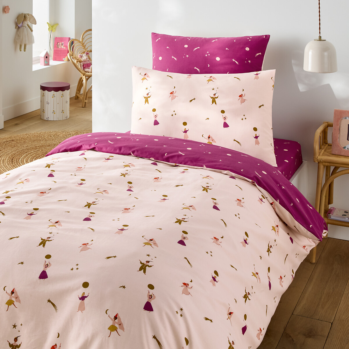 Housse de couette enfant, en 30% de coton recyclé, PRINCESSE ÉTOILÉE rose, LA REDOUTE INTERIEURS