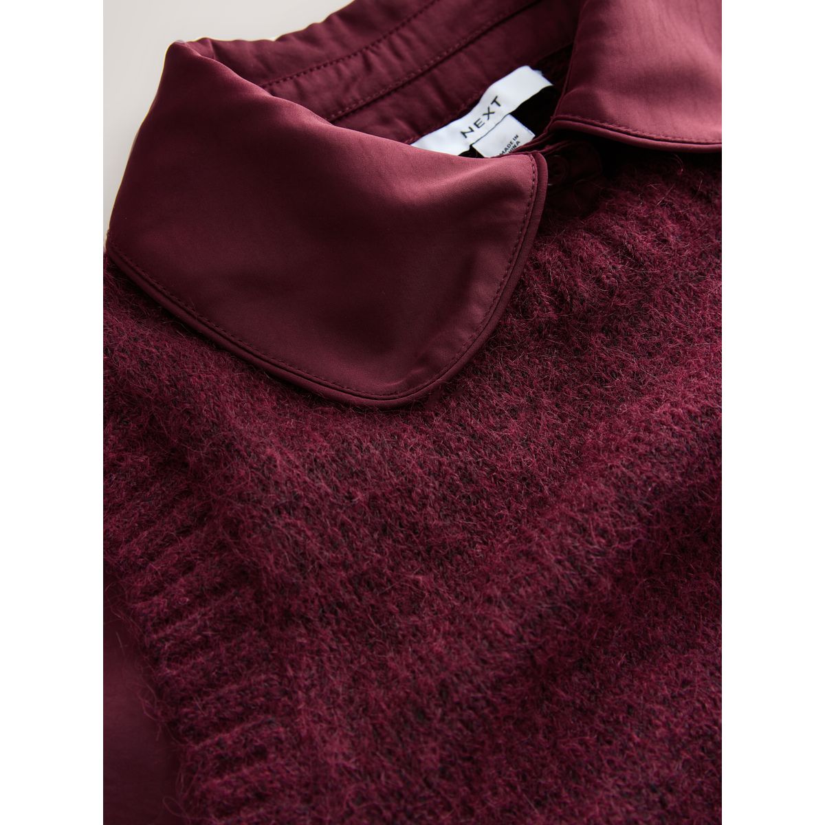 Débardeur en maille à col de chemise satin rouge bordeaux, NEXT