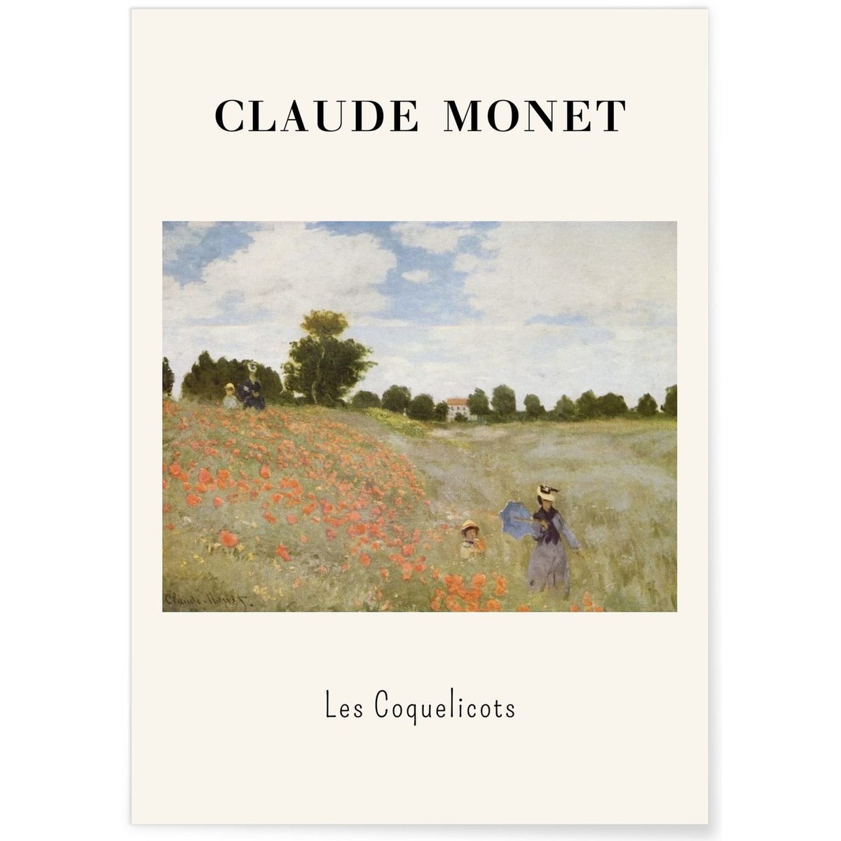 Affiche Claude Monet - Les Coquelicots blanc, L'AFFICHERIE