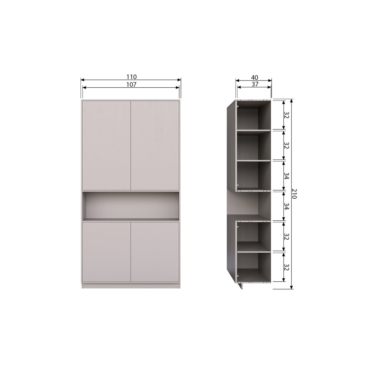 Armoire de rangement en pin FINCA gris, WOOOD