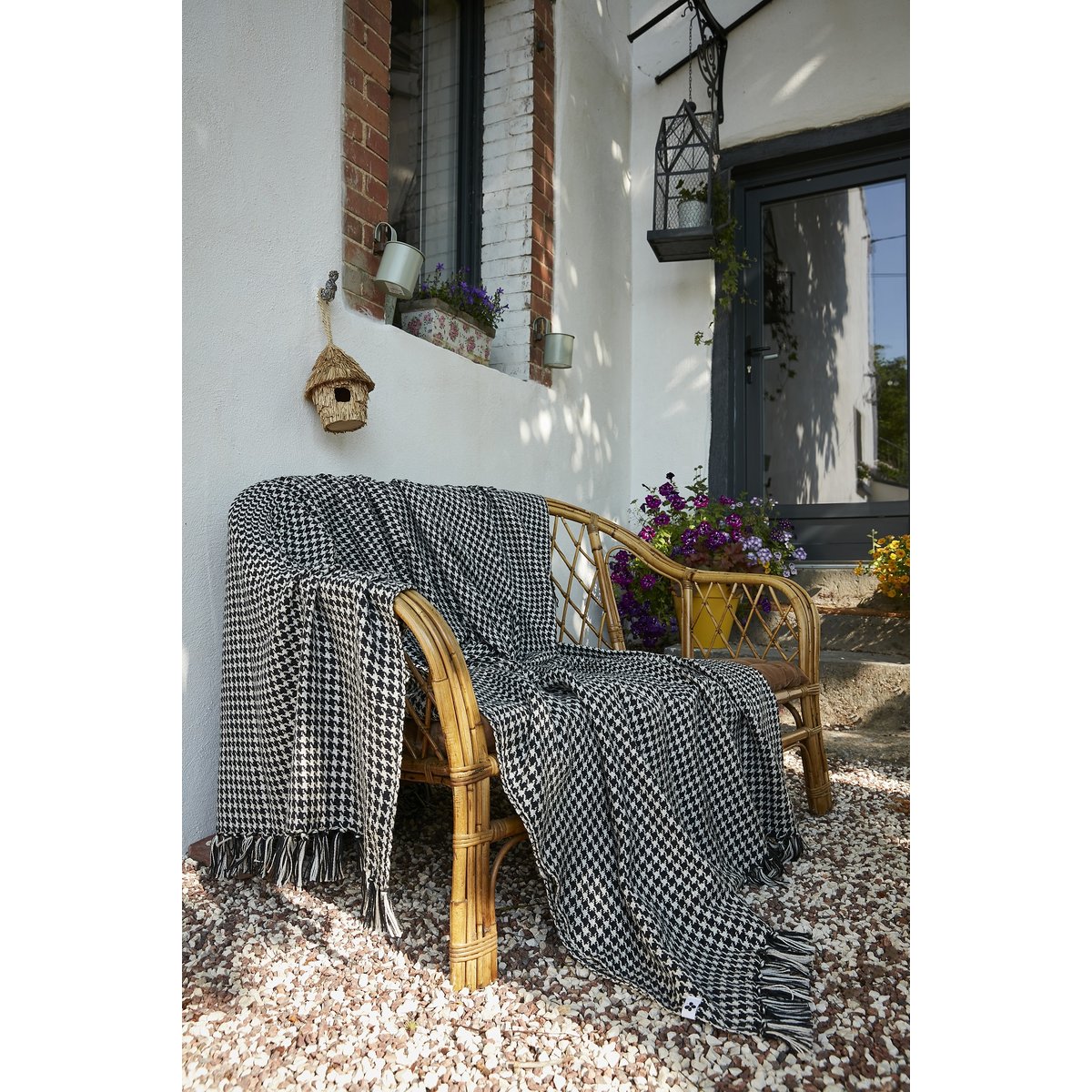 Plaid a franges Gaspard noir, EDEN